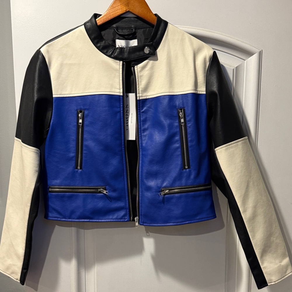 Boss Black, Blue, and Cream Leather Jacket